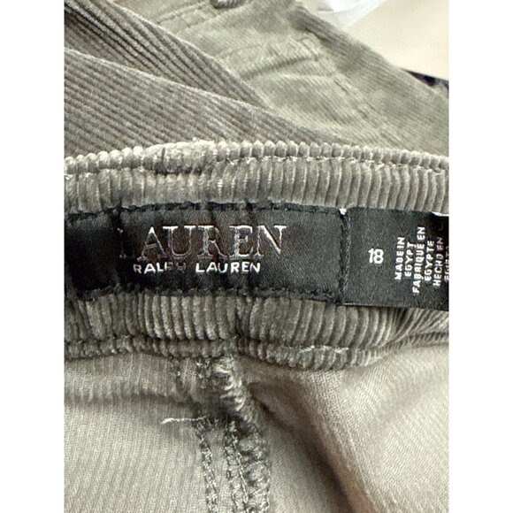 Lauren Ralph Lauren Stretch Mid-Rise Straight Leg Pants Grey Corduroy Size18 NWT - Picture 10 of 12